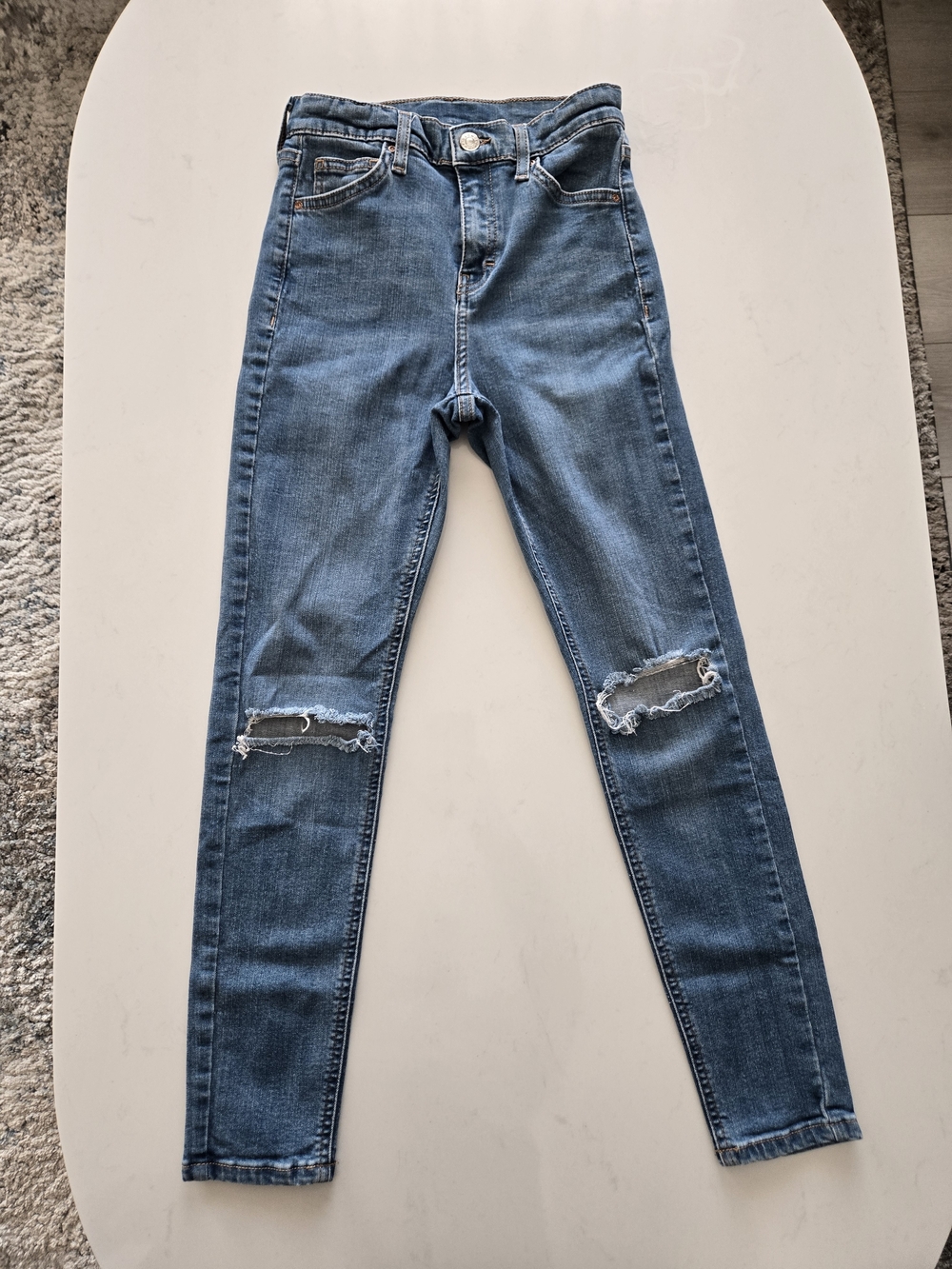 Women’s Mid Blue Distressed Skinny Jeans